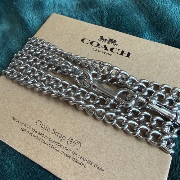 Coach 46” Silver Chain Strap - NWT - Picture 2 of 6